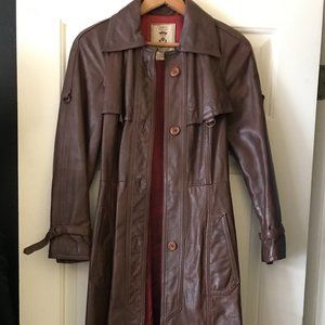 Vintage Brown Leather Trench Coat